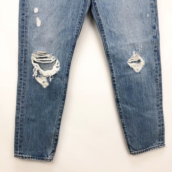 Levi's Womens Wedgie Jeans 28 US 6 Blue High Rise Icon Fit Distressed NWT - Picture 4 of 10